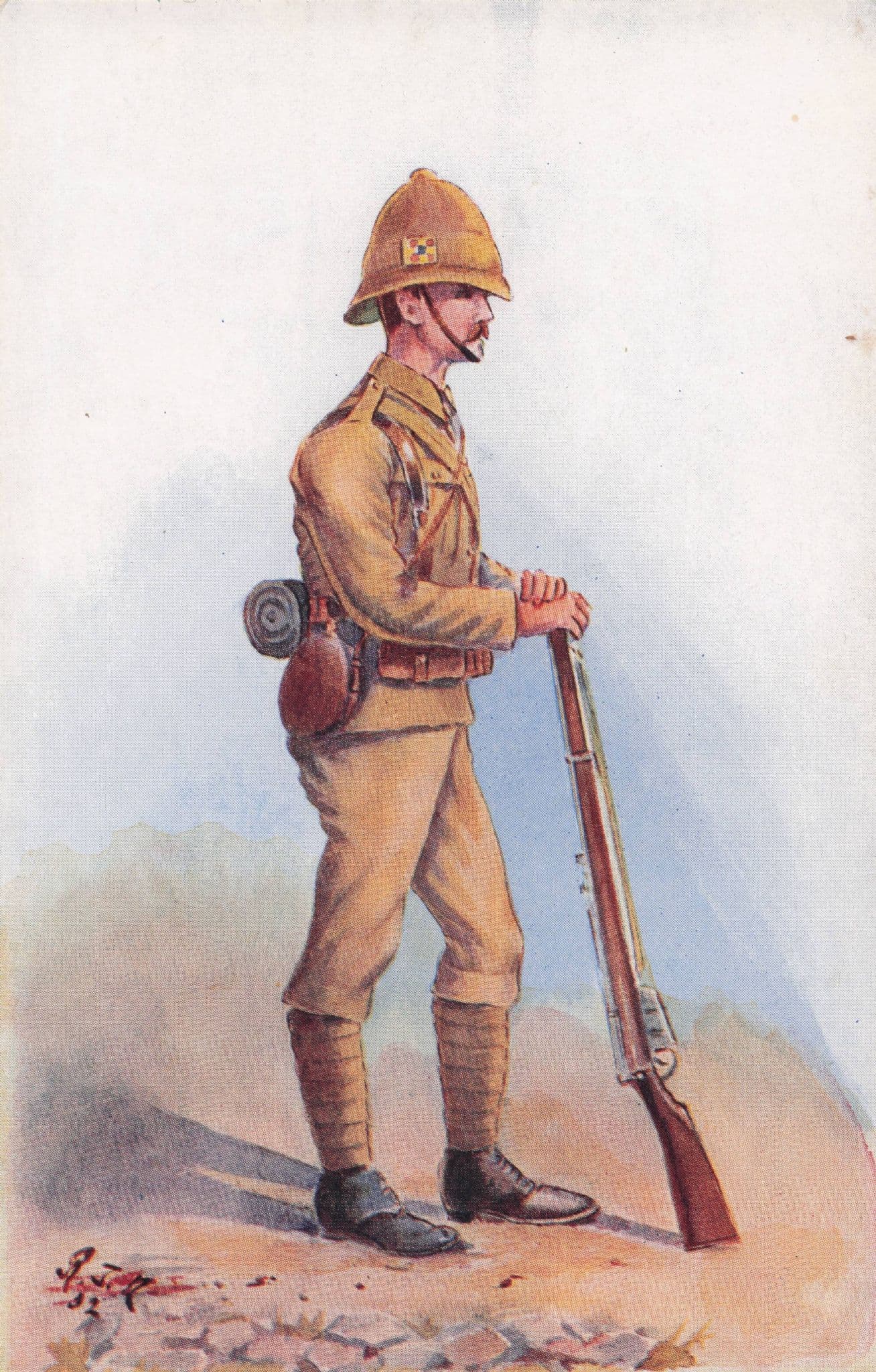 Royal Scots Lothian Regiment Private 1899 Uniform Gale & Polden Postcard