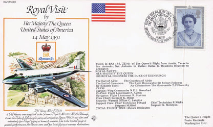 Royal Visit To America USA Queen Elizabeth Rare 1991 Plane Flight Flown FDC