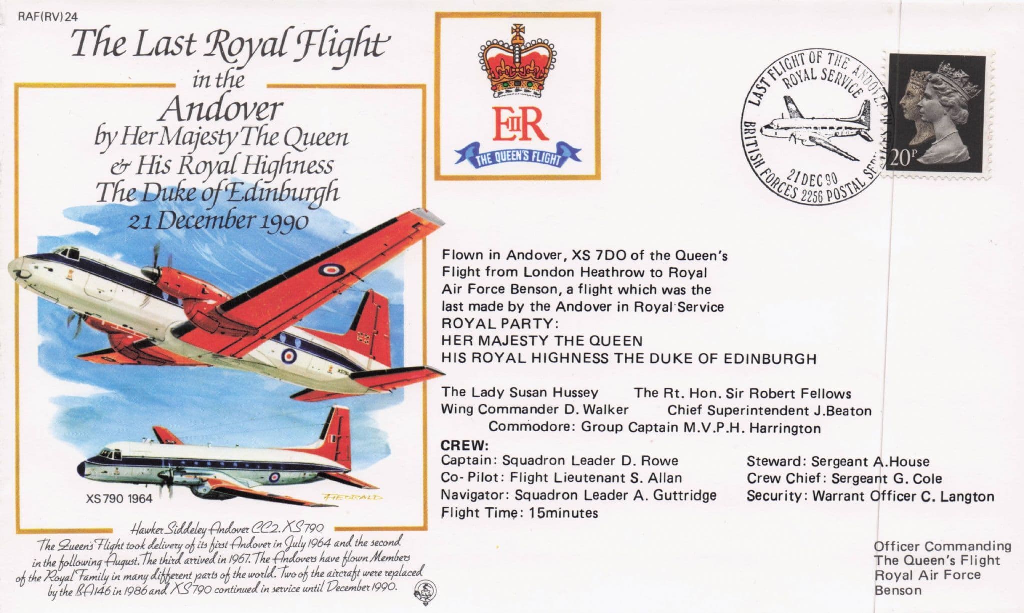 Royal Visit To Andover Queen Elizabeth Rare 1987 Plane Flight Flown FDC