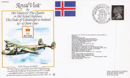 Royal Visit To Iceland Duke Of Edinburgh 1990 Plane Flight Flown FDC