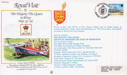 Royal Visit To Jersey Queen Elizabeth Rare 1989 Plane Flight Flown FDC