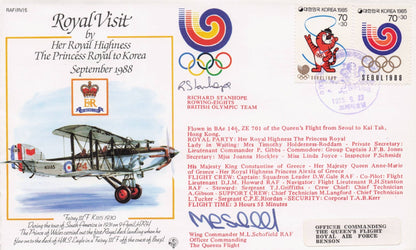 Royal Visit To Korea Olympics Richard Stanhope Rowing GB Champion Hand Signed FDC