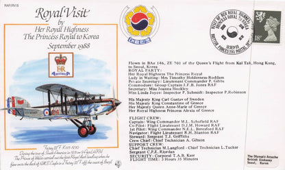 Royal Visit To Korea Queen Elizabeth Rare 1988 Plane Flight Flown FDC