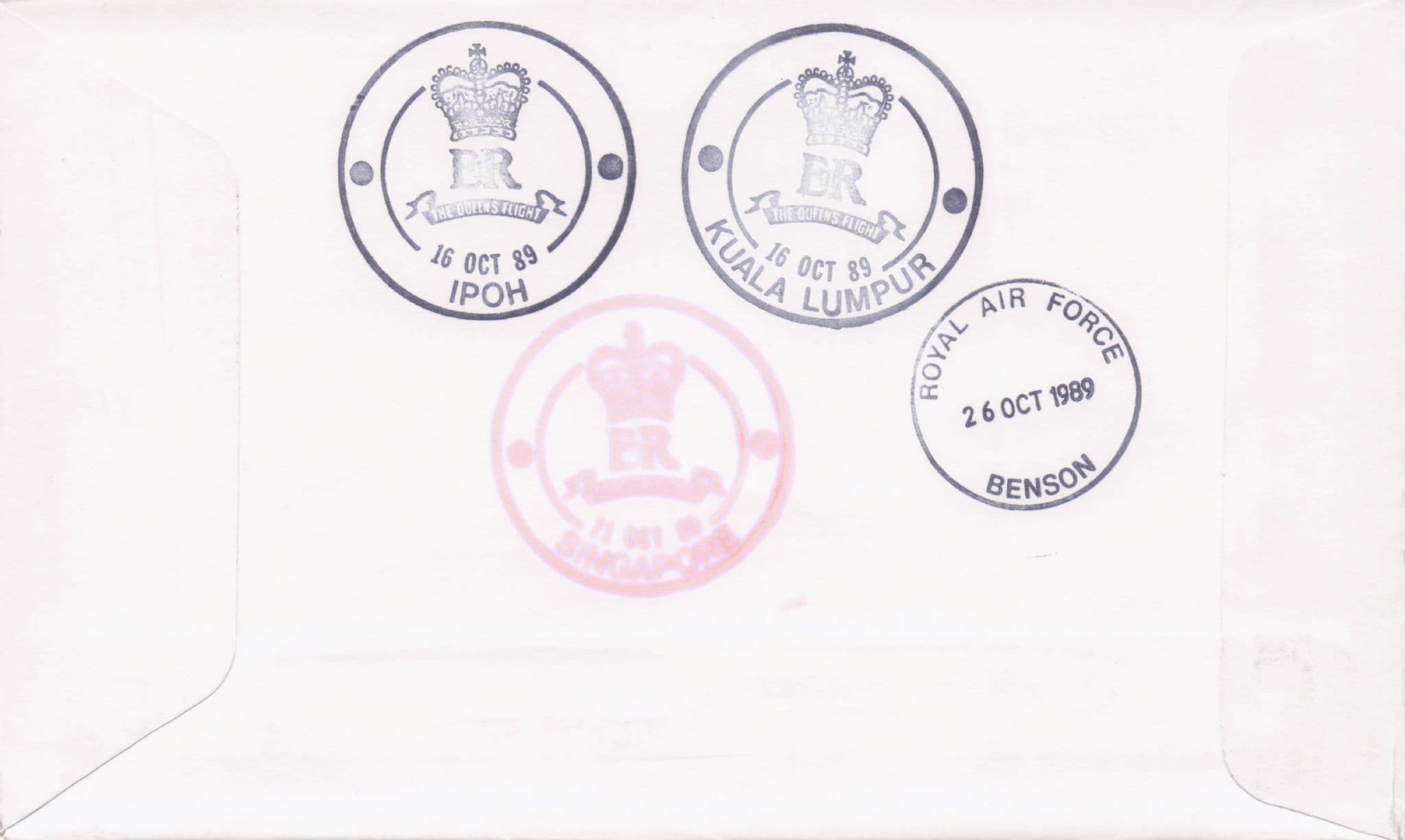 Royal Visit To Singapore Malaysia Queen Elizabeth 1989 Plane Flight Flown FDC