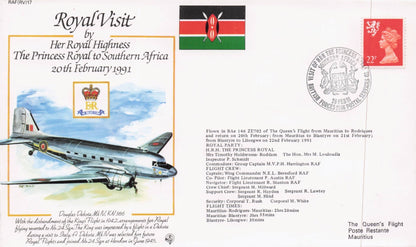Royal Visit To South Africa Queen Elizabeth Rare 1991 Plane Flight Flown FDC