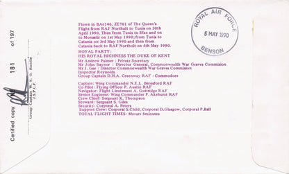 Royal Visit To Tunisia Duke Of Kent Rare 1990 MULTI Hand Signed FDC