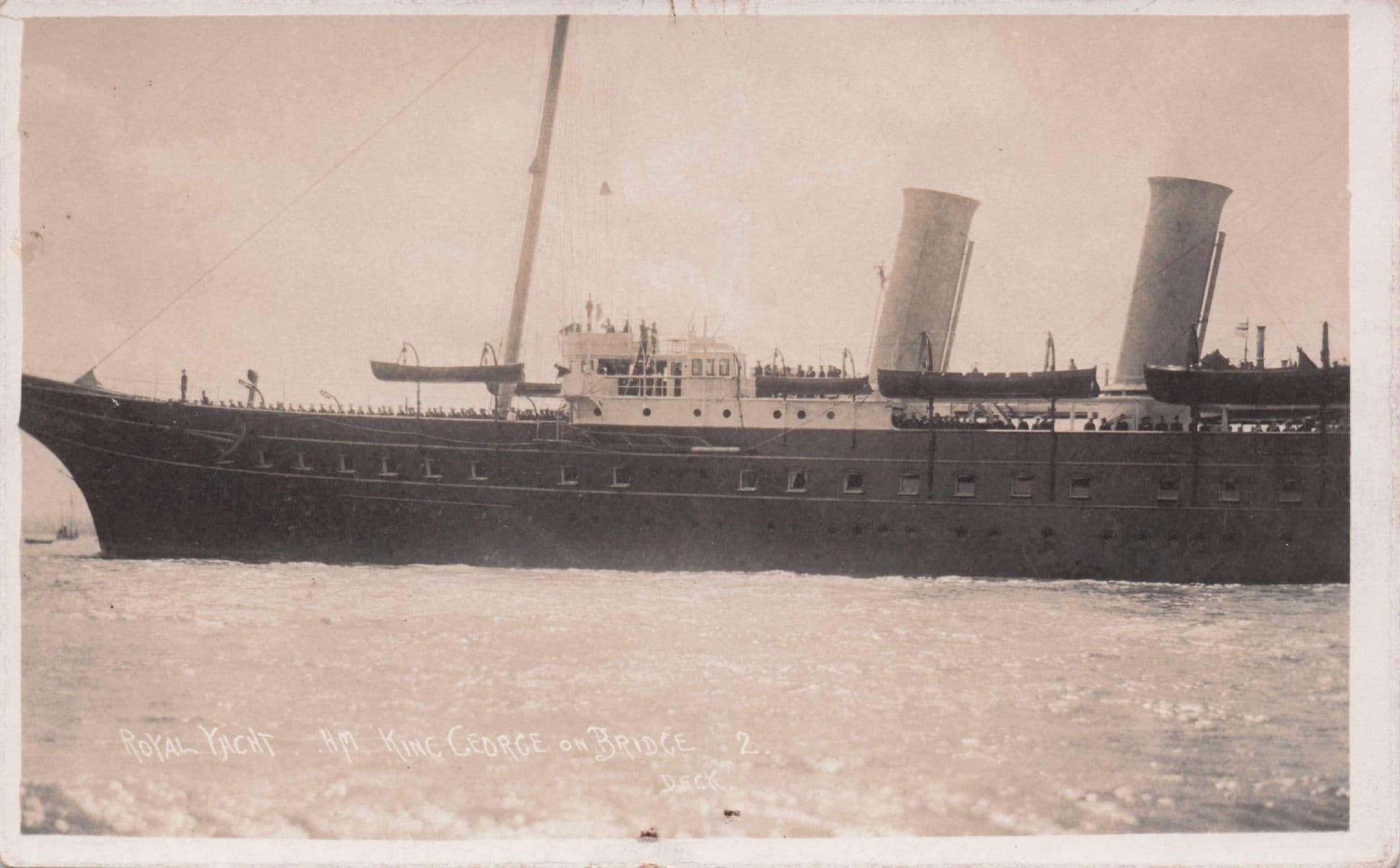 Royal Yacht Ship With King George V On Deck 1912 Real Photo Postcard