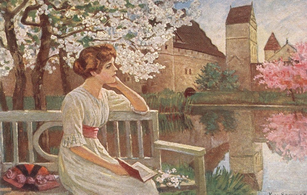 Rozynski Traumerei Antique Painting Postcard