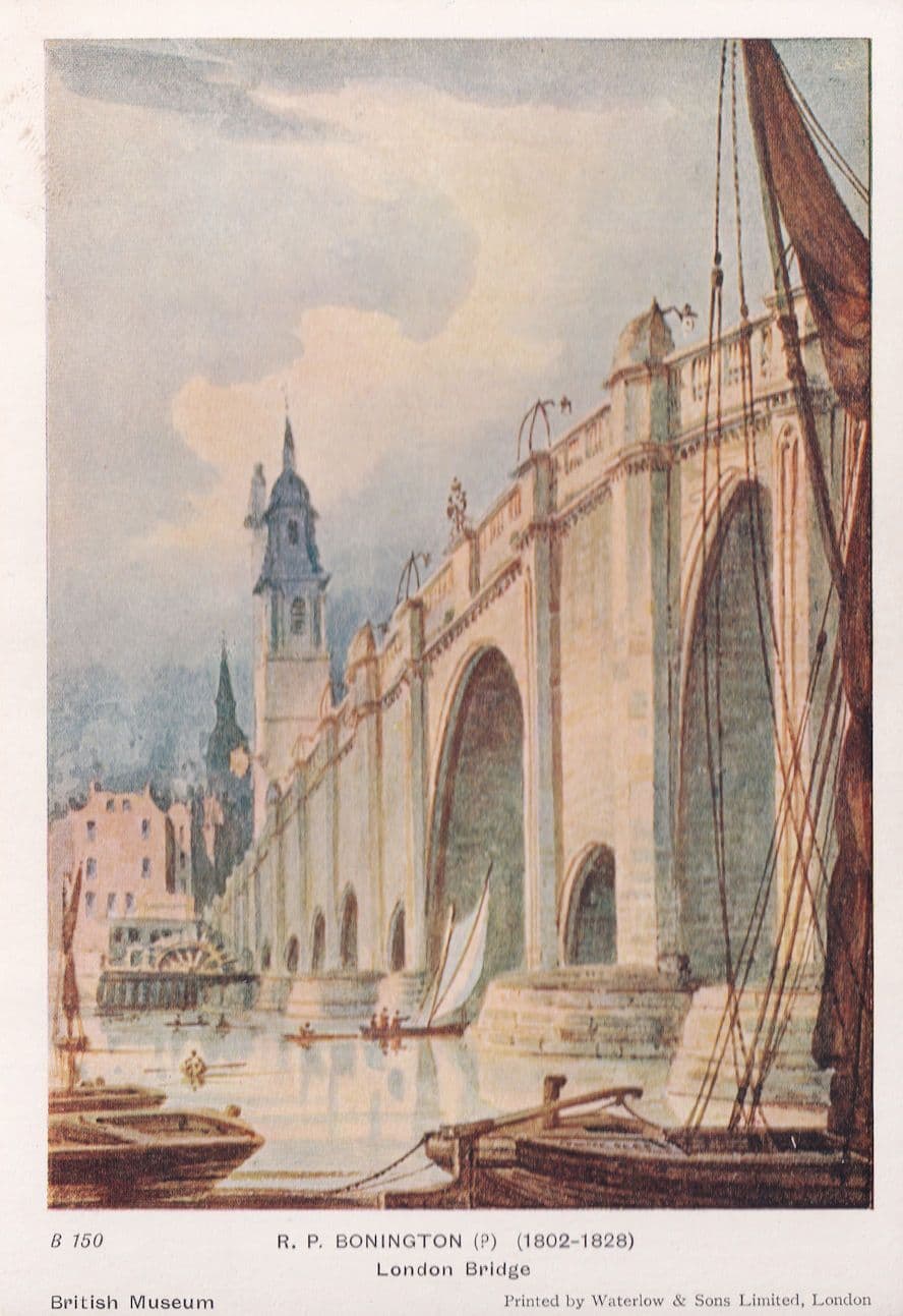 RP Bonington London Bridge Vintage Painting Postcard