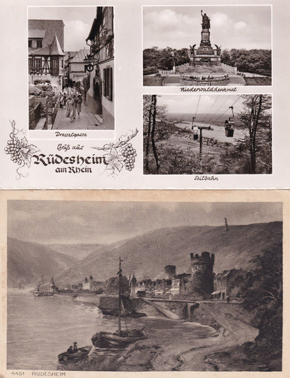Rudesheim Am Rhein Drosselgasse Antique & 1963 2x Postcard s