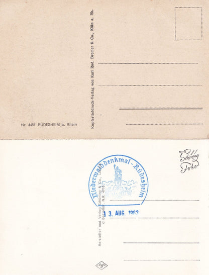 Rudesheim Am Rhein Drosselgasse Antique & 1963 2x Postcard s