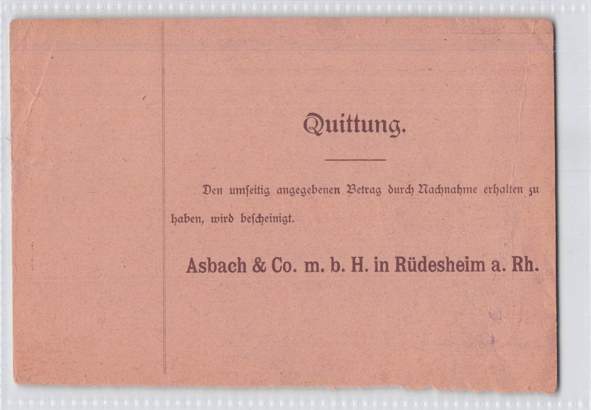 Rudesheim Rhine German Empire Cash On Delivery Reciept Old Postcard