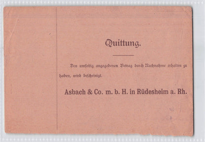 Rudesheim Rhine German Empire Cash On Delivery Reciept Old Postcard