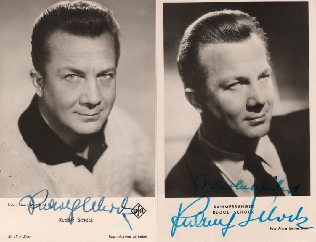 Rudolf Schock German Opera Singer 2x Hand Signed Photo Autograph s