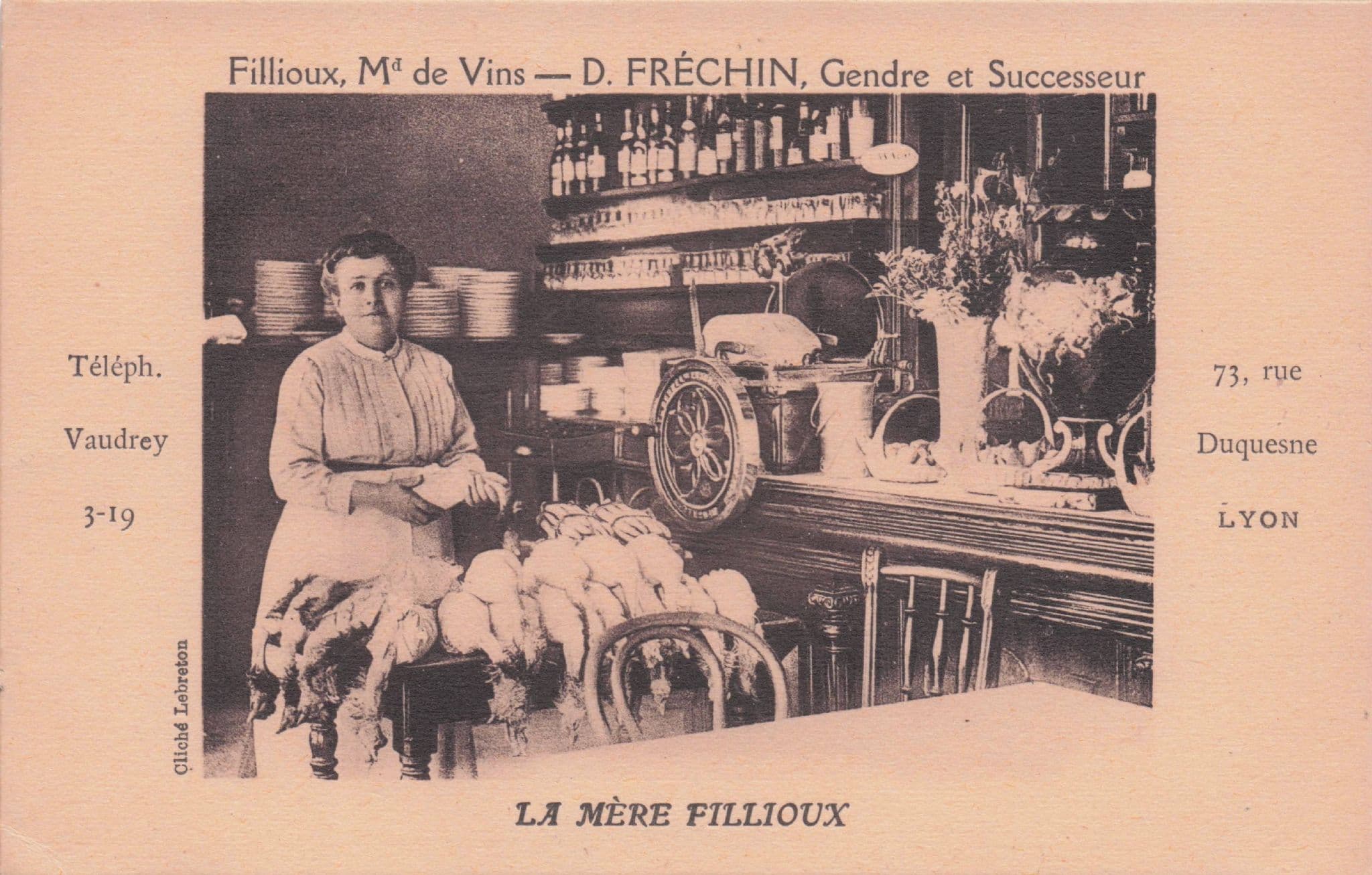 Rue Duquesne Lyon French Wine Butchers Birds Restaurant Old Advertising Postcard