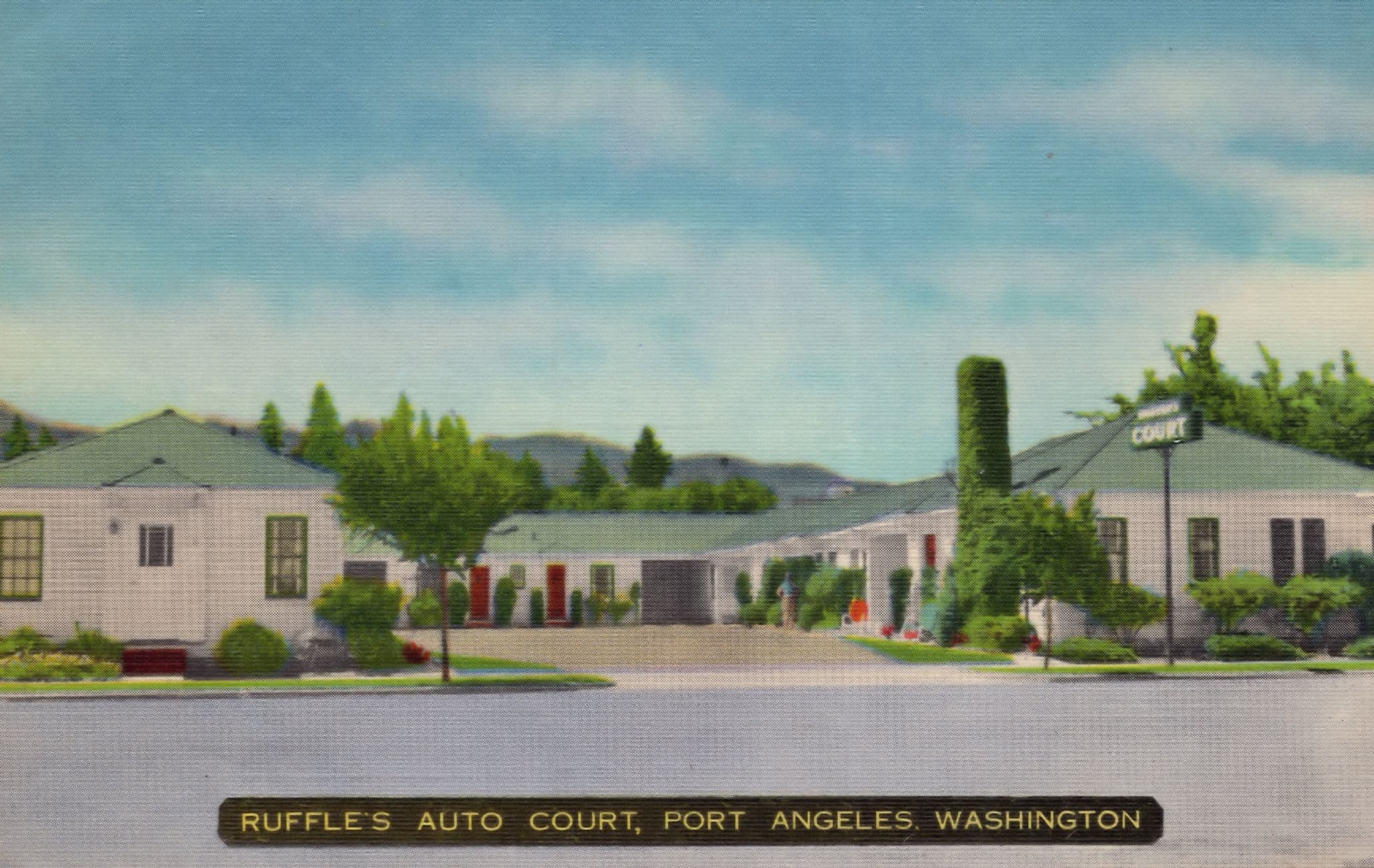Ruffles Auto Court Motel Port Angeles Washington Old Postcard