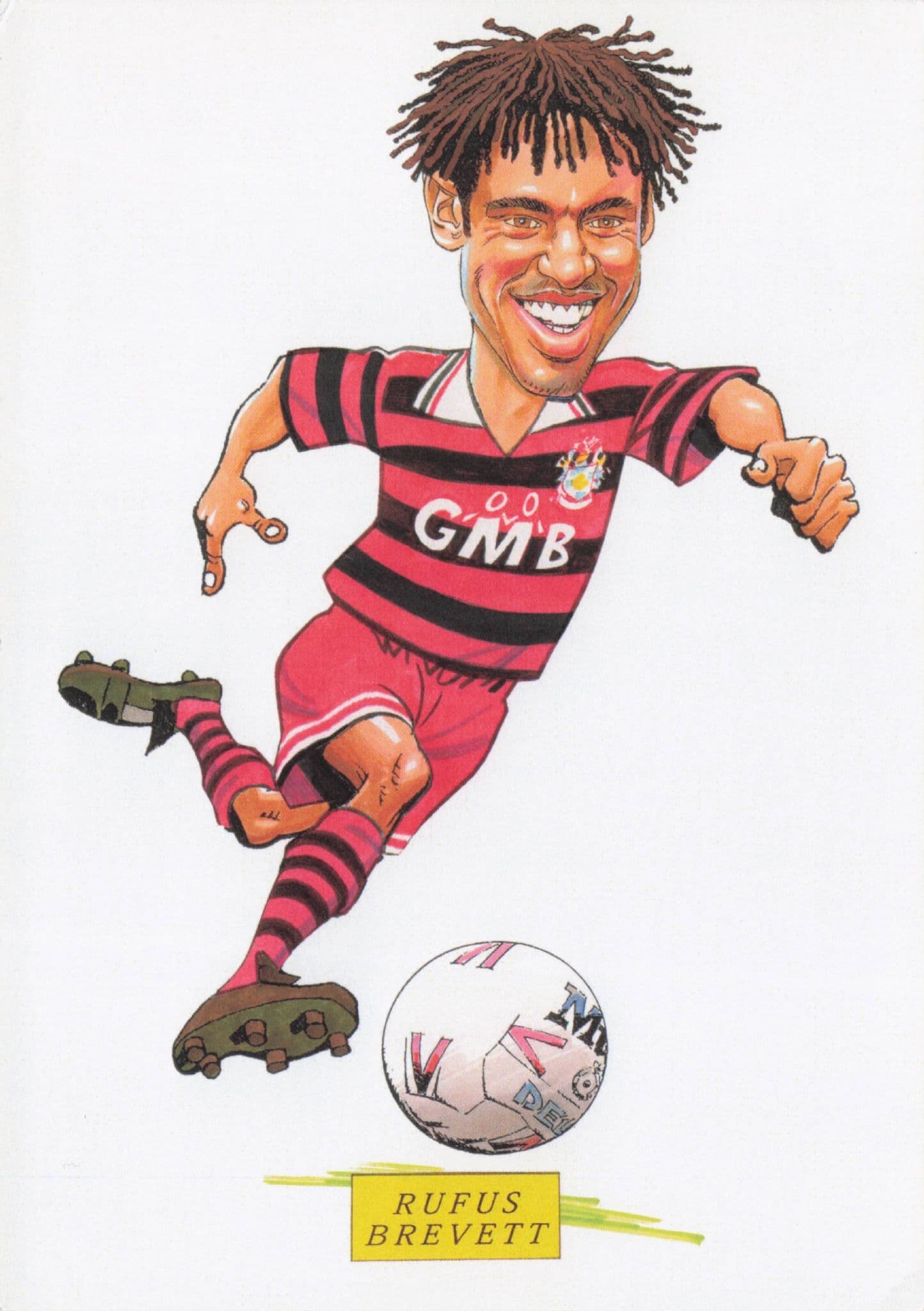 Rufus Brevett Comic Caricature PB Football Postcard