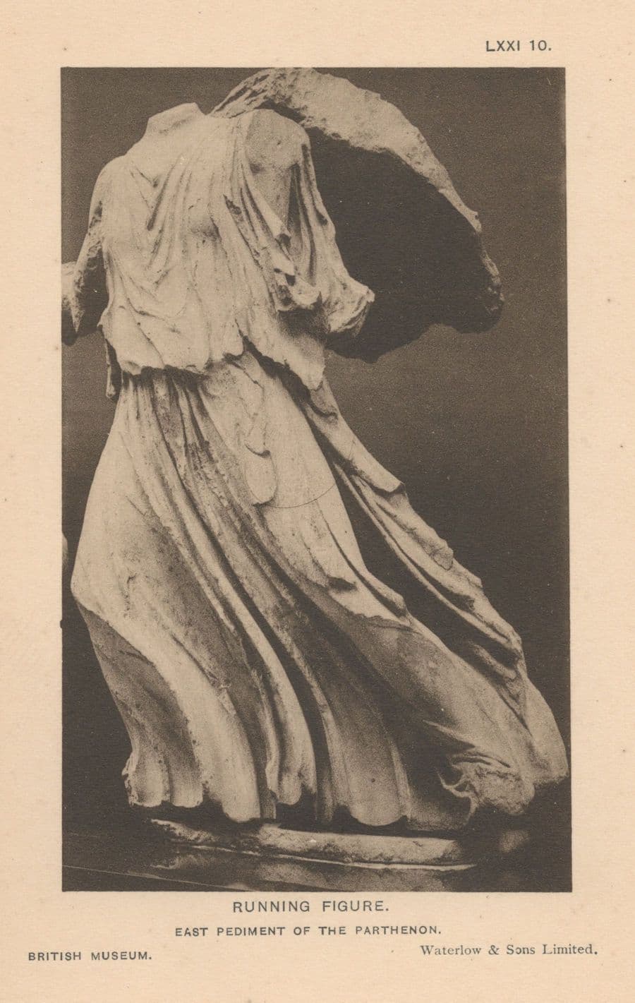 Running Figure Greek Statue Antique Parthenon Old Postcard