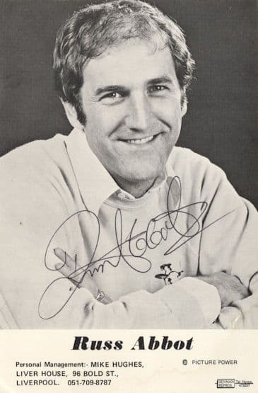 Russ Abbot TV Comedian B&W Management Hand Signed Photo