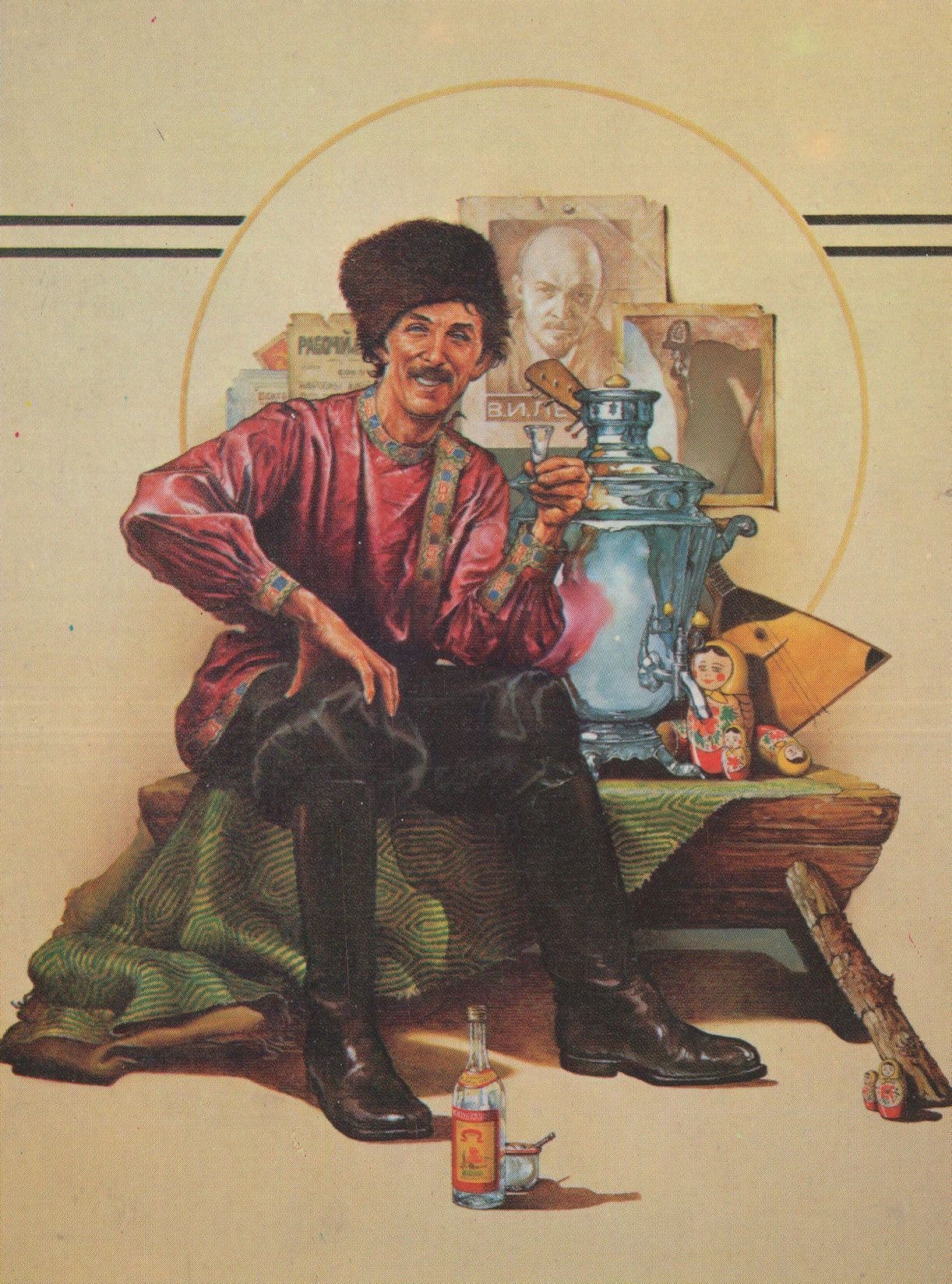 Russian Vodka Story Marcel Laverdet Soviet 1980 Painting Postcard