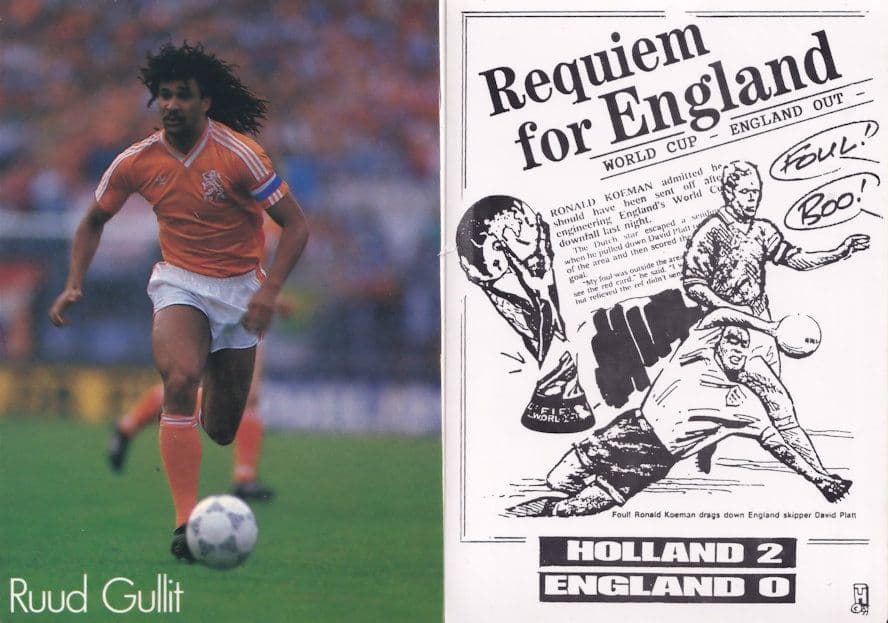 Ruud Gullit in Holland Football Club 2 England 0 World Cup 2x Postcard s