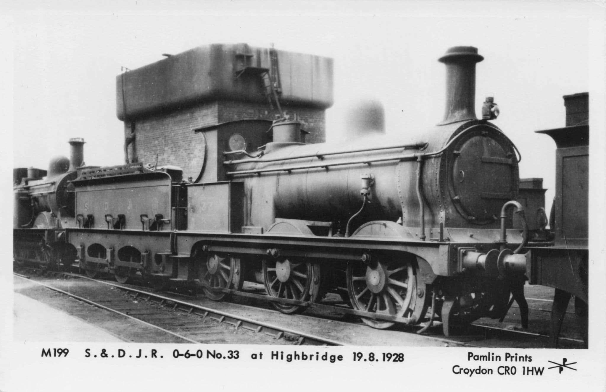 S&DJR 0-4-0 No 33 Highbridge Old Train in 1928 Pamlin Prints Railway RPC Postcard