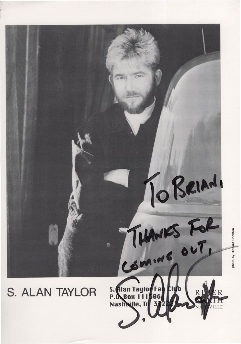 S. Alan Taylor Country & Western Nashville Giant Hand Signed Photo