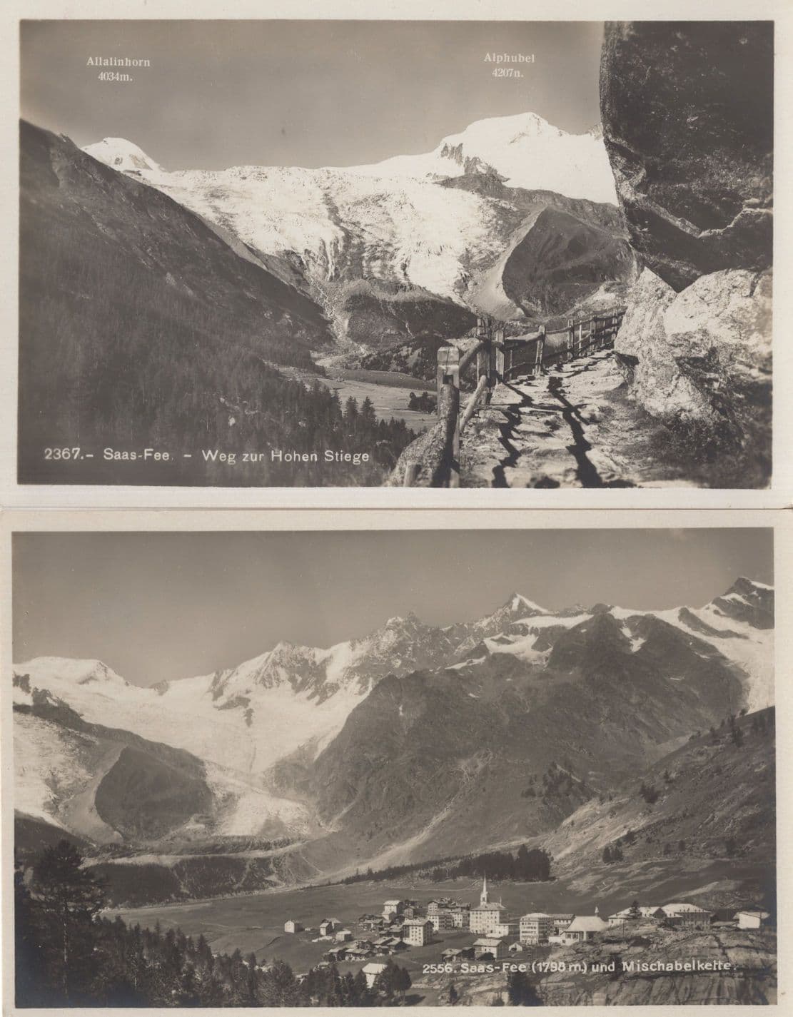 Saas-Fee Weg Zur Hohen Stiege Switzerland 2x Old Postcard s