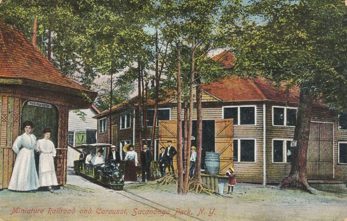 Sacandaga Park Miniature Railroad Carousel Train New York USA Postcard