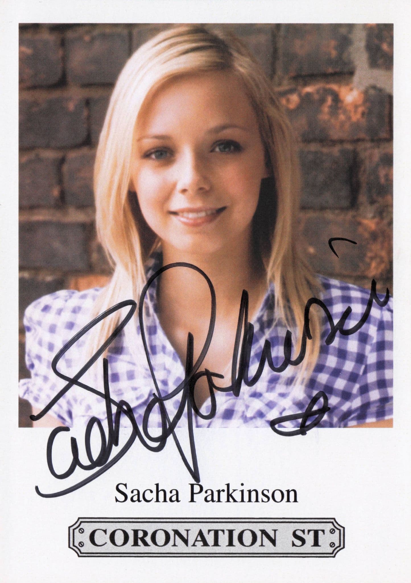 Sacha Parkinson Coronation Street Hand Signed Cast Card Photo