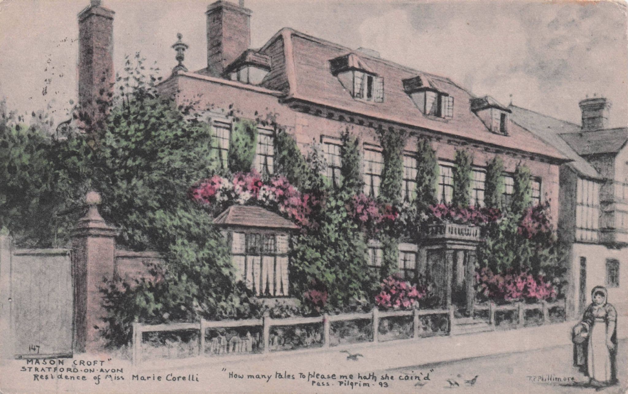 Sad Lady at Mason Croft Stratford On Avon Phillimore Old Postcard