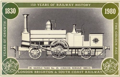 Saddle Tank 25 Craven London Brighton & Hove Railway Postcard