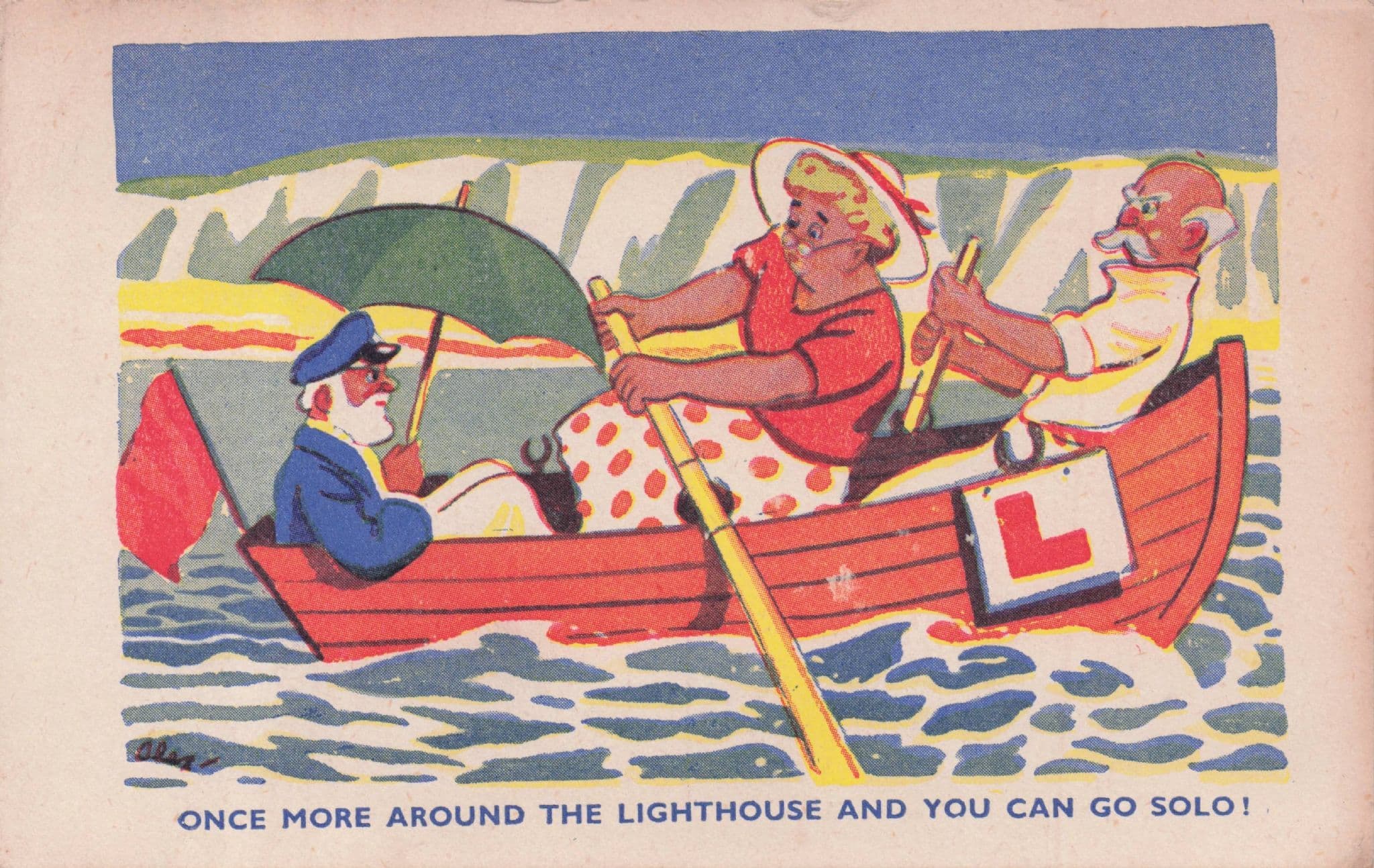 Sailor Boat Driving Instructor Learner Plates Antique RA Comic Postcard