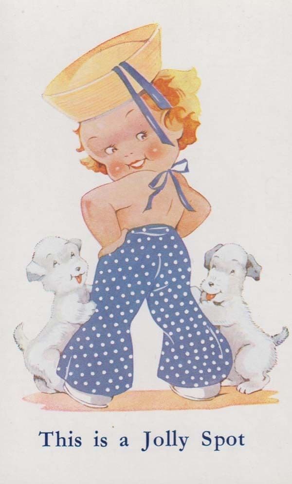 Sailor Lady Girl In Polka Dot Pyjama Trousers Risque Jolly Spot Comic Postcard