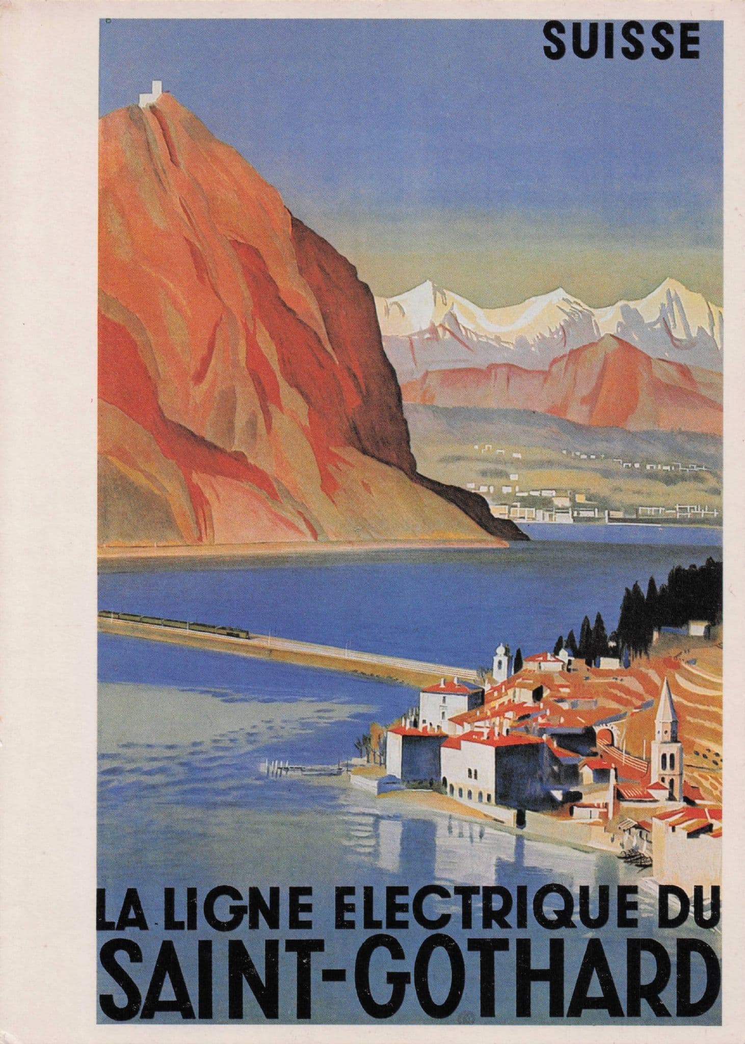 Saint Gothard Switzerland 1935 Travel Advertising Poster Postcard