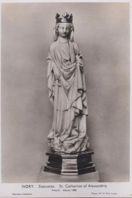Saint St Catherine Of Alexandria Statue Wernher Collection Real Photo Postcard