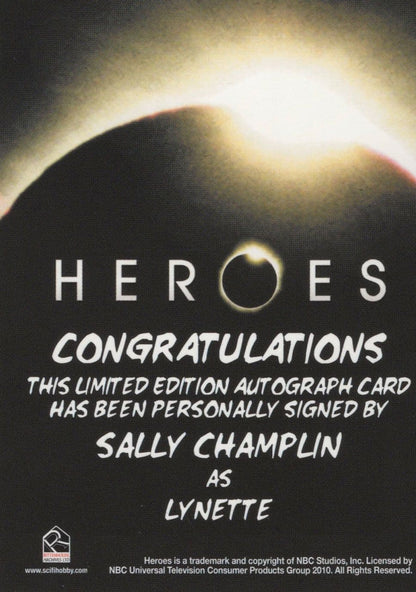 Sally Champlin as Lynette Heroes TV Show Hand Signed Autograph Card