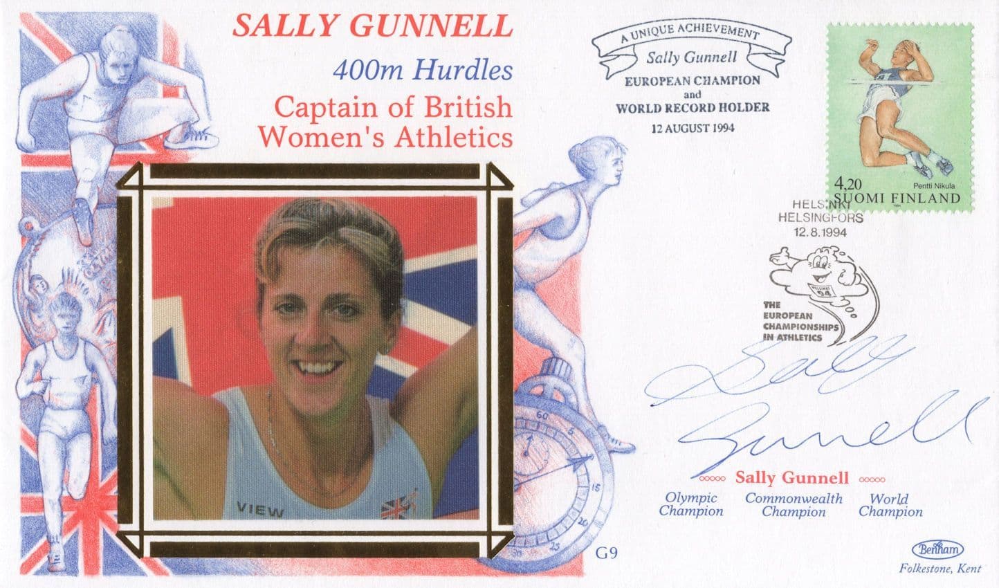 Sally Gunnell GB Captain Of Olympic Games Hand Signed FDC