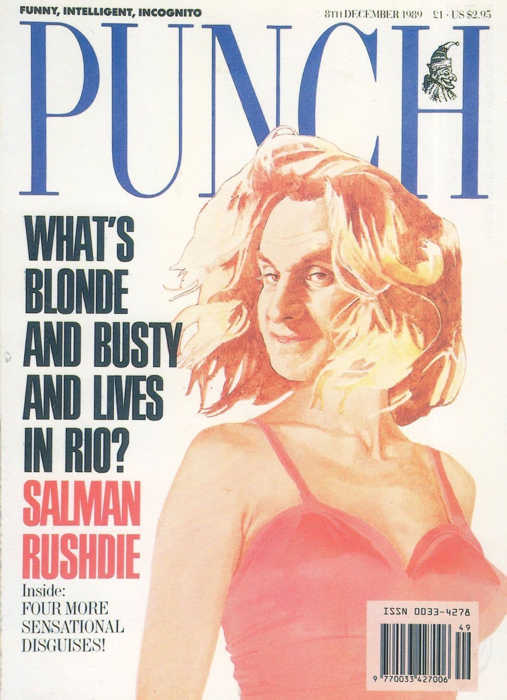 Salman Rushdie as Transvestite Punch Magazine Comic Postcard