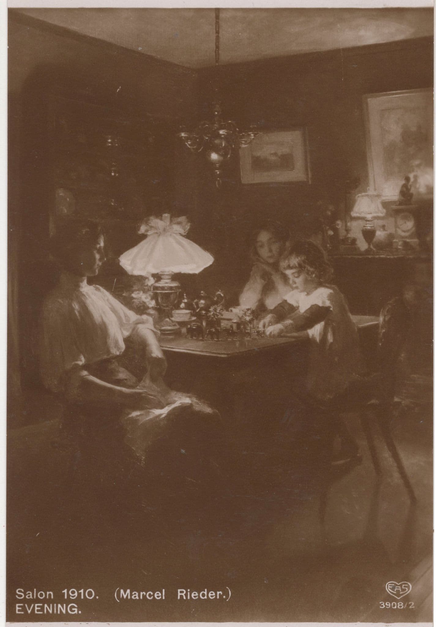 Salon 1910 Marcel Rieder French Evening Real Photo Old Postcard