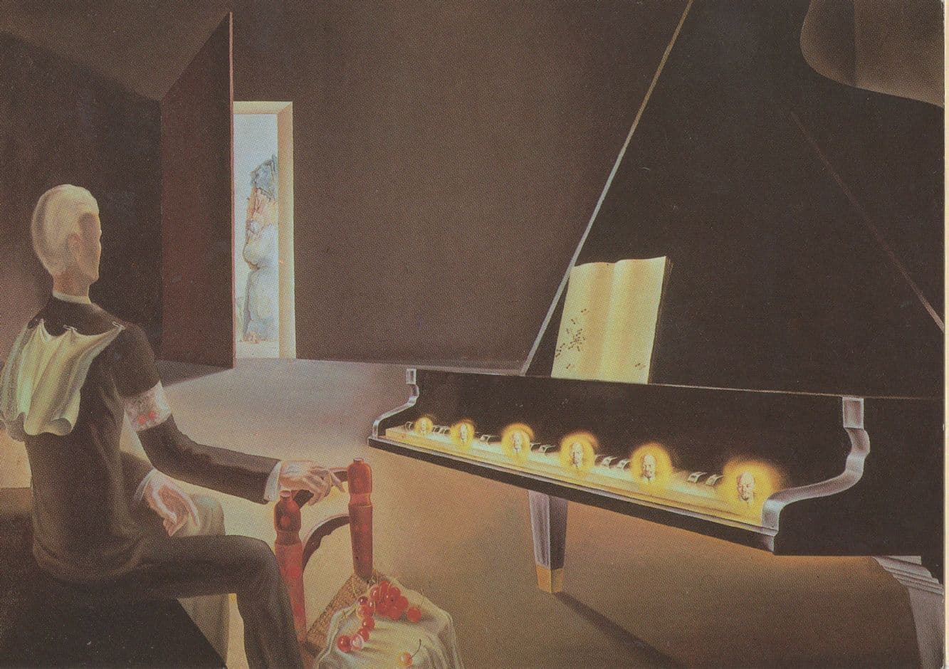 Salvador Dali Six Apparitions Of Lenine Piano Ghost Painting Postcard