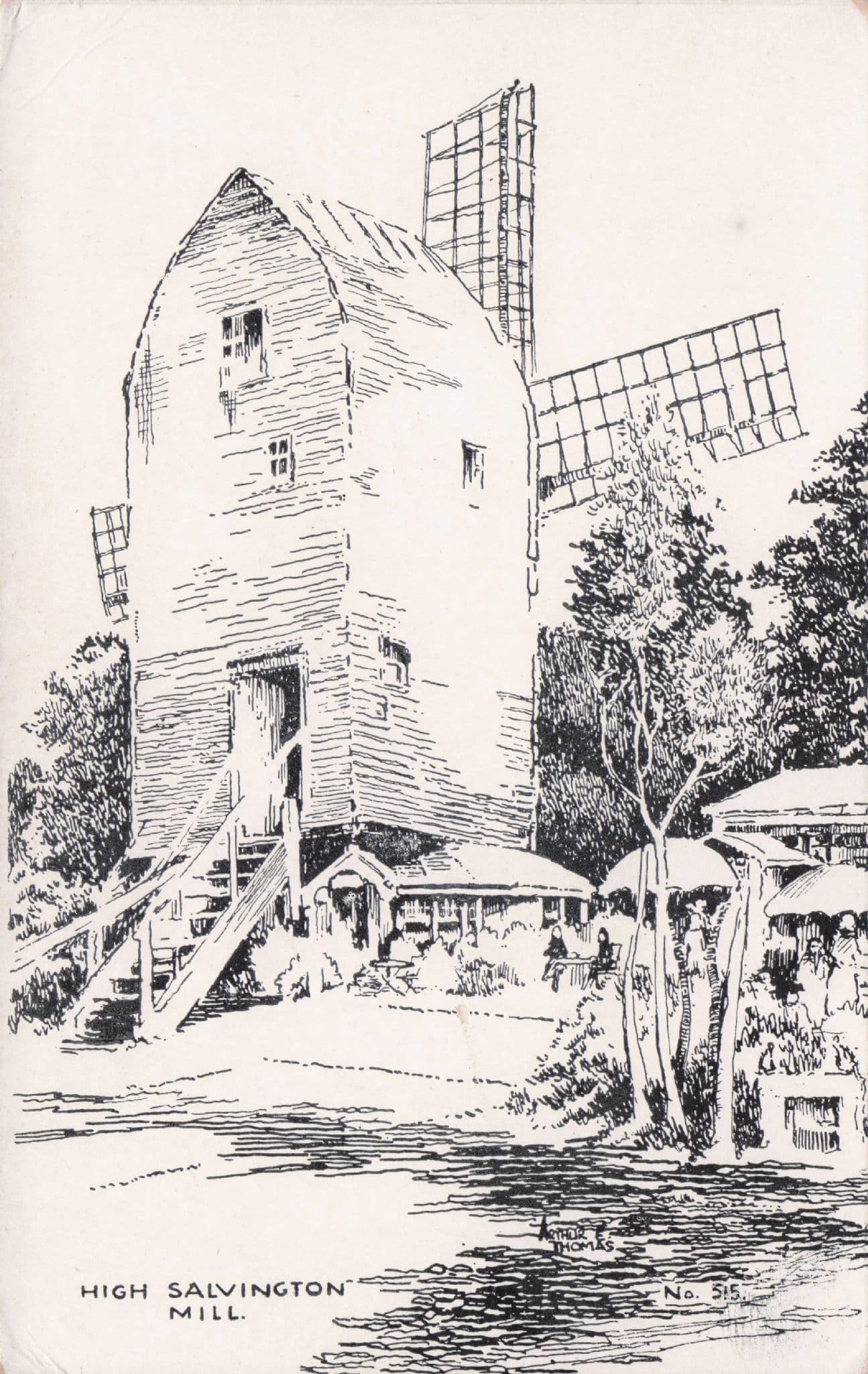 Salvington Mill Sussex Windmill Old Painting Postcard