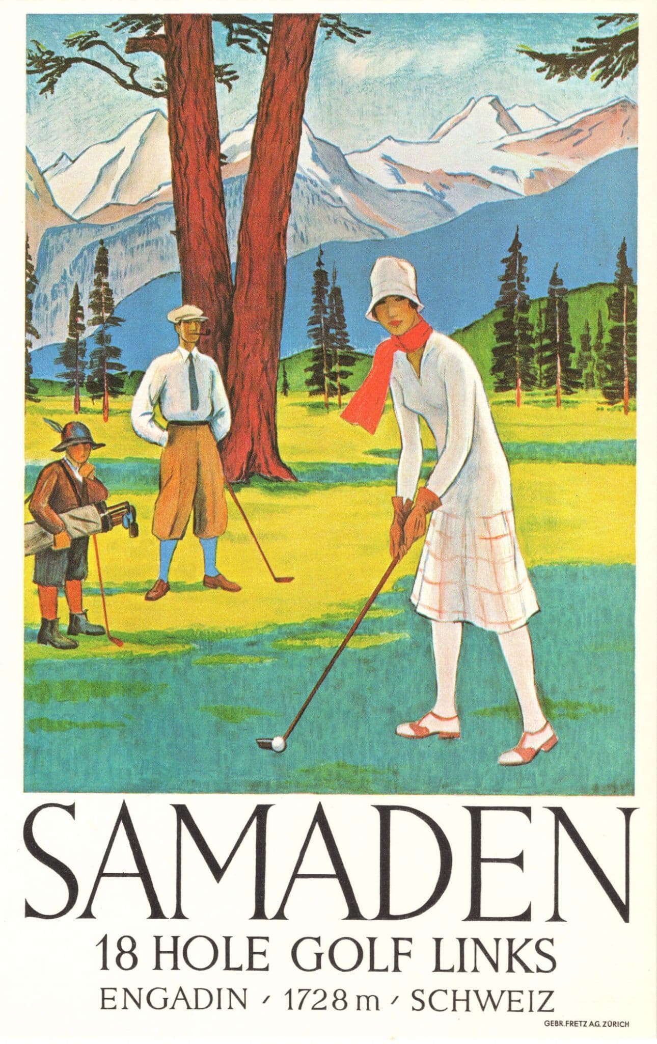 Samaden 18 Hole Golf Course Links Switzerland in 1933 Poster Postcard