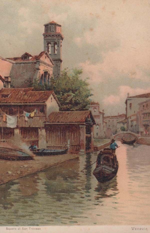 San Trovaso Washing Laundry On Line Antique Italy Italian Postcard