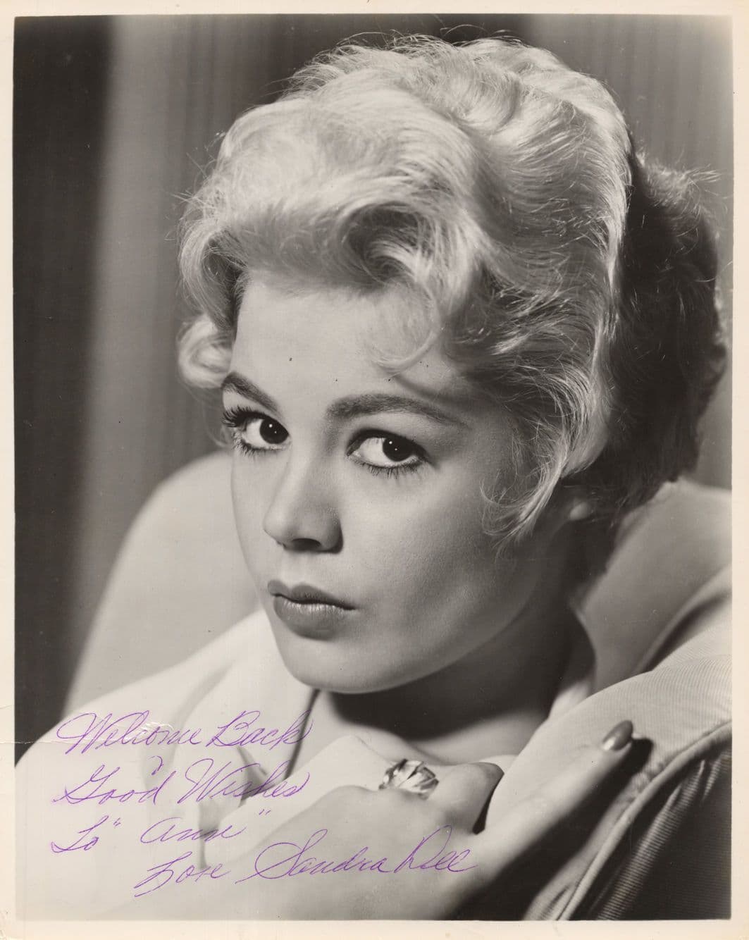 Sandra Dee Child Star Hollywood 1950s Actress Old 10x8 Hand Signed Photo