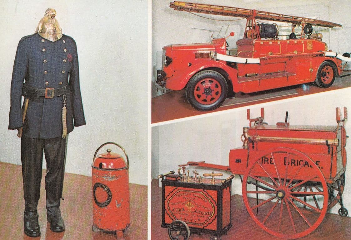 Sandringham Fire Brigade Uniform Engines Postcard