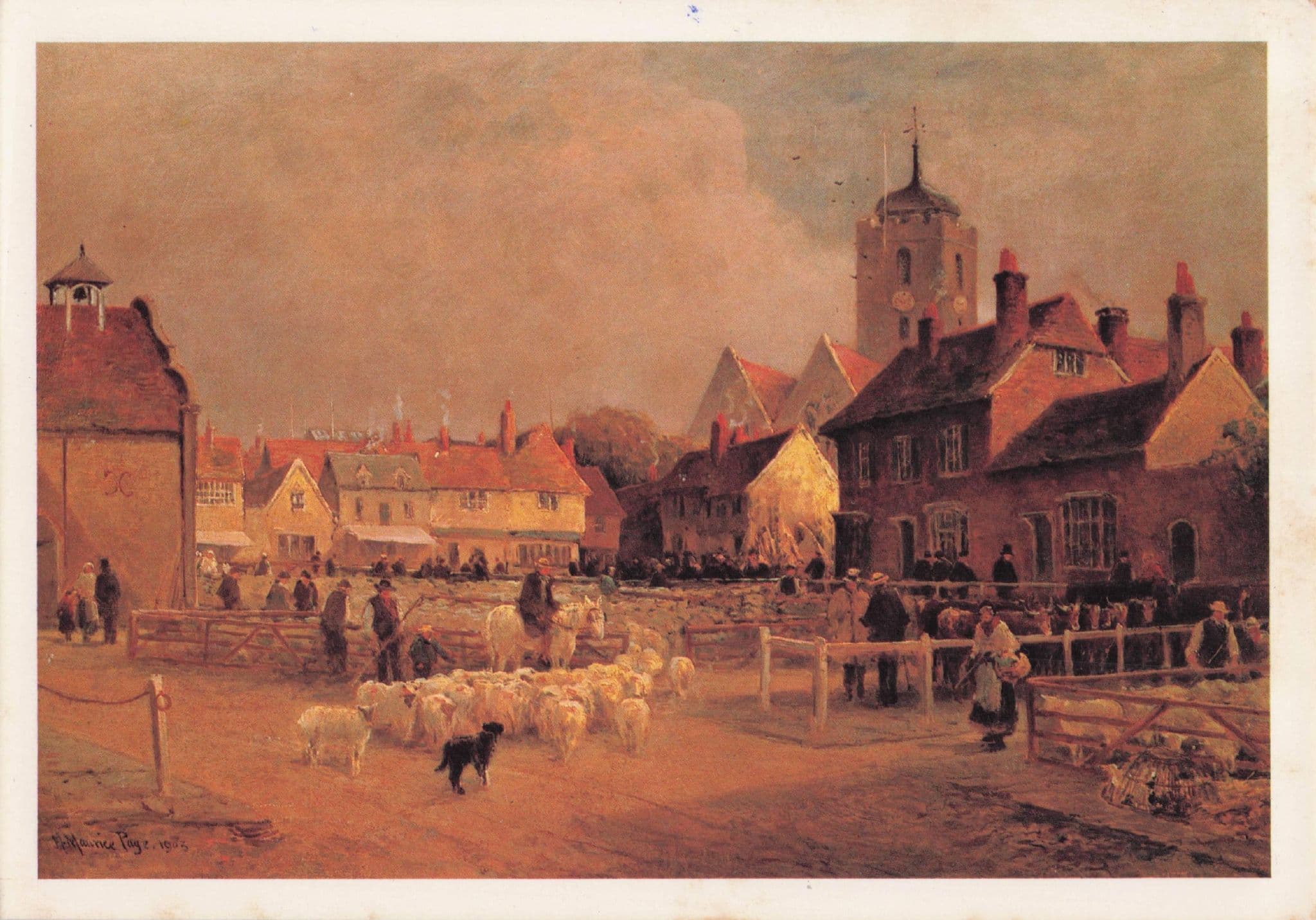 Sandwich Market Kent Henry Page Victorian Painting Postcard