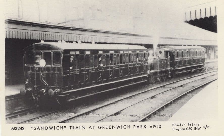 Sandwich Train at Greenwich Park in 1910 Railway Postcard