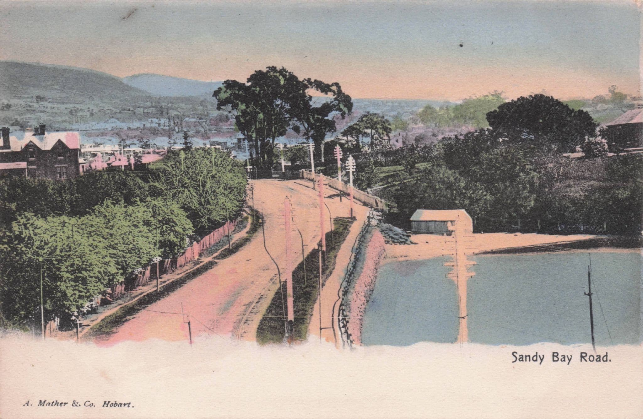 Sandy Bay Road Hobart Tasmania Old Rare Australian Postcard