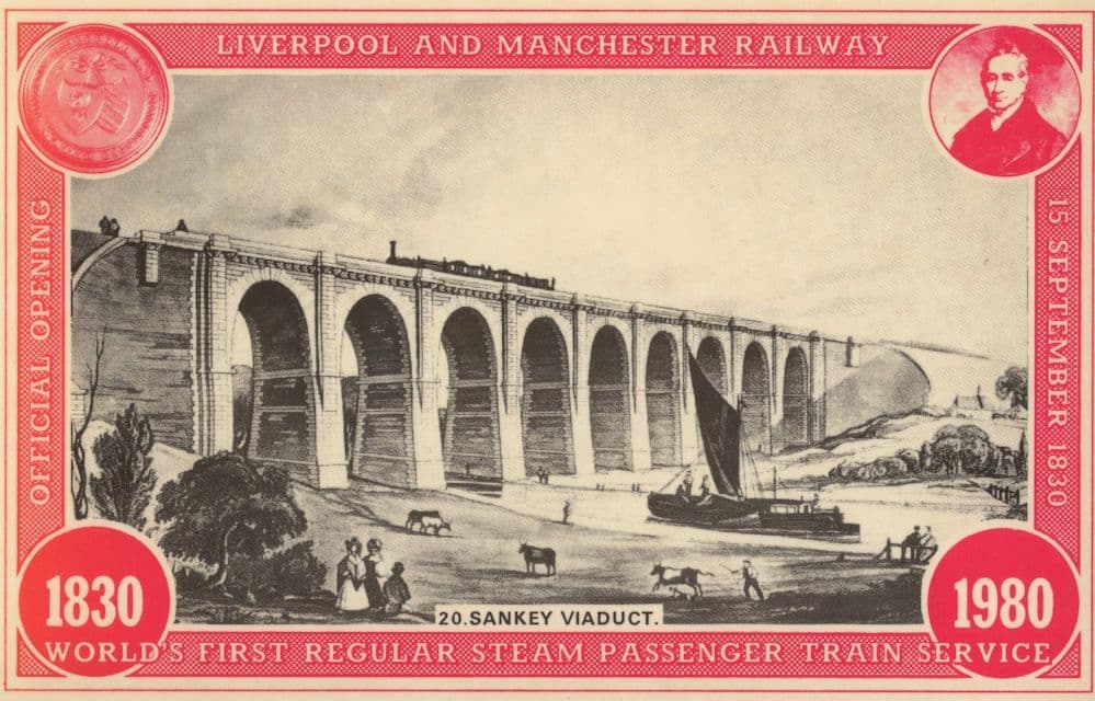 Sankey River Viaduct Liverpool & Manchester Railway Postcard